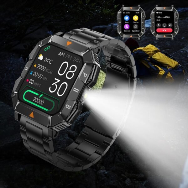YK03 smartwatch Bluetooth call flashlight sports waterproof heart rate blood oxygen health monitoring - Image 2