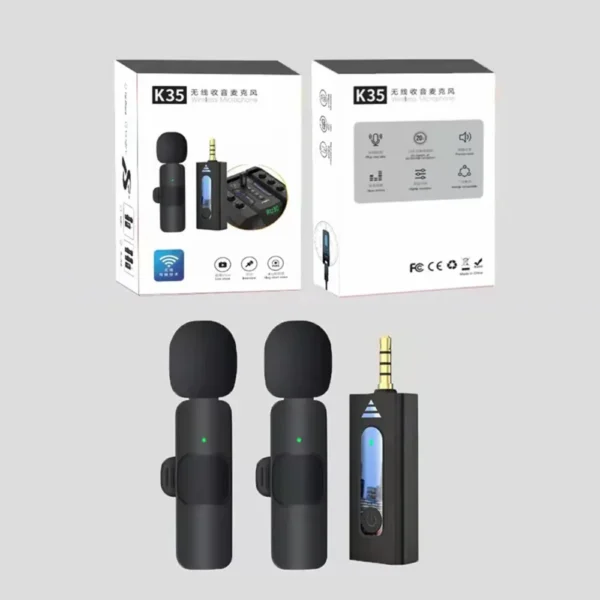 Wireless K35 Lavalier Lapel Microphone Omnidirectional Bluetooth 5.3 K35 Condenser Mic Noise Reduction Professional - Image 2