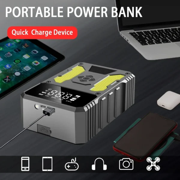 Car Jump Starter With Air Compressor Portable 12V Jump Starter Power Bank Battery Pack Lithium Battery Booster - Image 4