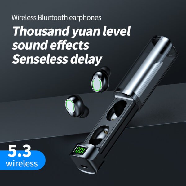 BQ60 wireless Bluetooth earphones with pull-out compartment, digital display transparent case, in ear transparent case, touch sensitive and portable - Image 2