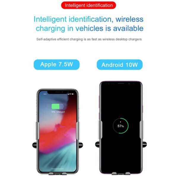 Baseus Qi Car Wireless Charger For iPhone Xs Max Xr X Samsung S10 S9 Intelligent Infrared Fast Wirless Charging Car Phone Holder - Image 4