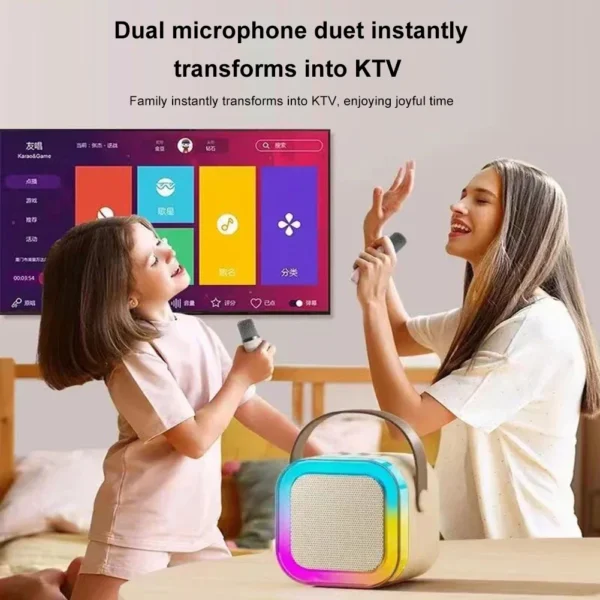 K12 Wireless Microphone Karaoke Machine Bluetooth Speaker KTV HIFI Stereo Sound RGB Colorful LED Lights For Outdoor Home Party - Image 4